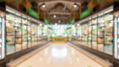 supermarket grocery store aisle and shelves blurred background