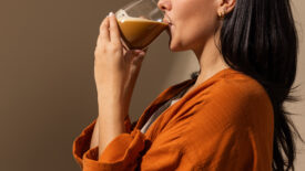 woman drinking coffee