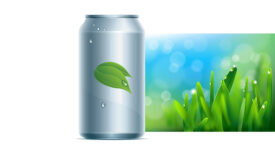 soda can with leaves in the background